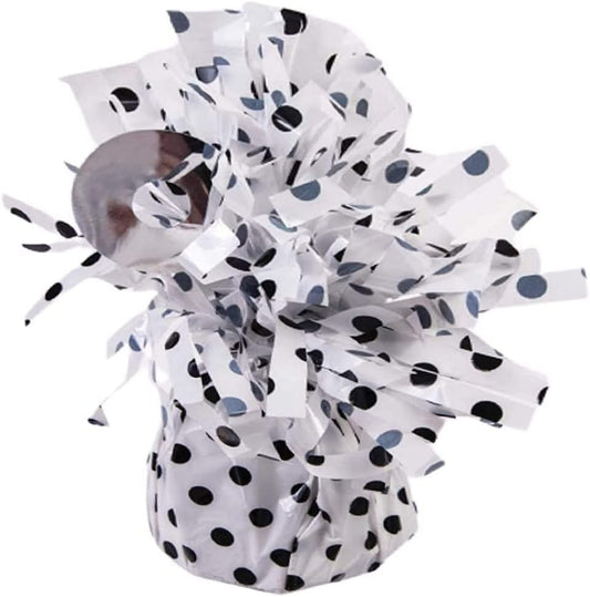 PMU Polka Dot Kisses Balloon Weights - Decorative Balloon Weight for Christmas, Thanksgiving, Birthday, Party Favors, Wedding & Baby Shower - 6oz. White With Black, Pkg/1