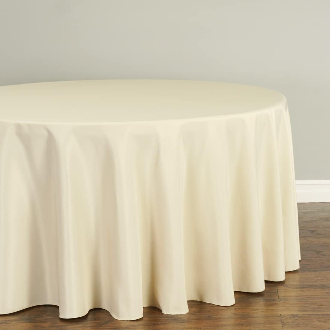 LTC LINENS 5 Pack 108 Inch Round Tablecloths Beige - Bulk for 48 Inch Round Table Floor Length - Wrinkle Resistant Polyester Fabric Cloth for Wedding