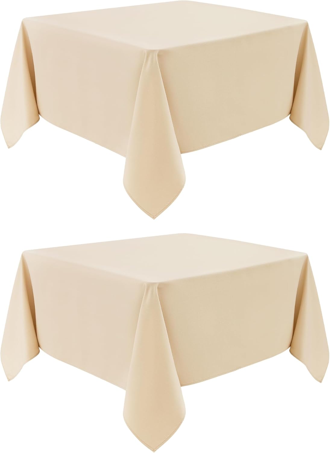 2 Pack Square Table Cloth 70X70 Inch Beige Washable Fabric Tablecloth Polyester Solid Dining Table Cover for Birthday Party Dinner Holiday Outdoor Indoor