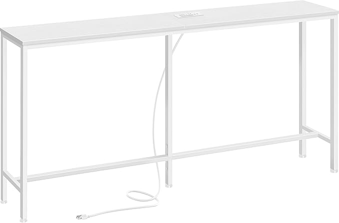 SUPERJARE Console Table with Outlet, 63 Inch Sofa Table with Charging Station by SUPERJARE