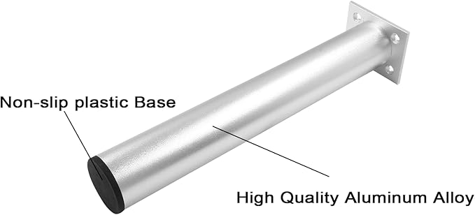 Set of 4 Aluminum Alloy Furniture Legs 10 Inch Height, 1.5 Inch Diameter - Image 3