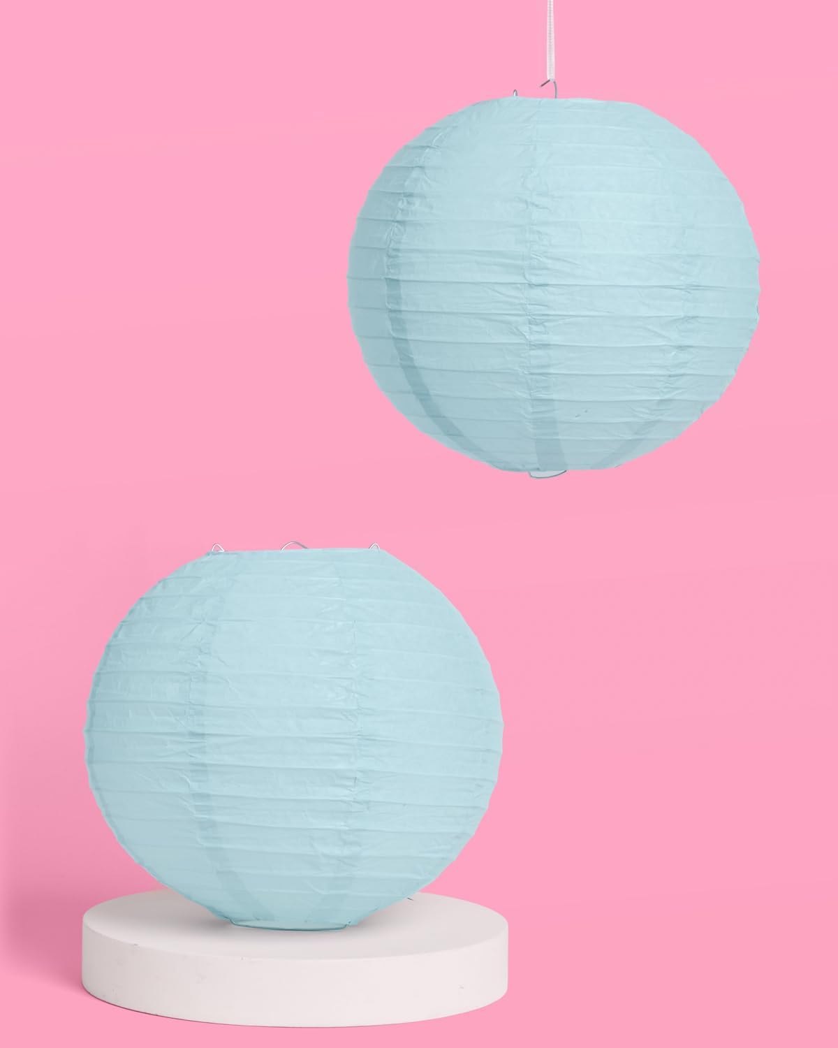 xo, Fetti Blue Coastal Paper Lanterns - 6 pcs. | Beach Party Decorations, Bachelorette Lights, Nautical Birthday Tablescape, Seaside Shower Centerpiece