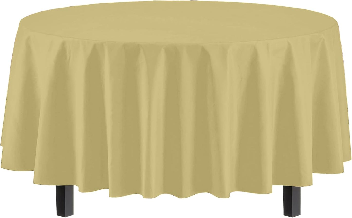 12-Pack Premium Plastic Tablecloth 84in. Round Table Cover - Light Yellow
