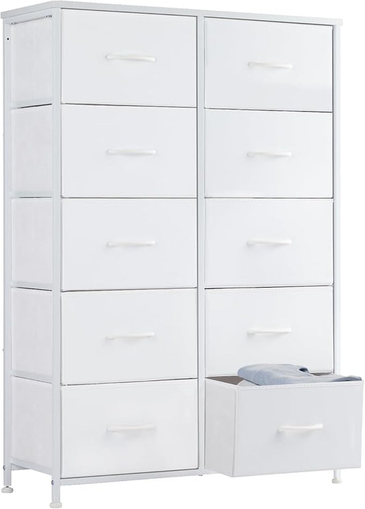 Sweetcrispy 10 Drawer Fabric Dresser Tall Chest Storage Organizer Tower by Sweetcrispy