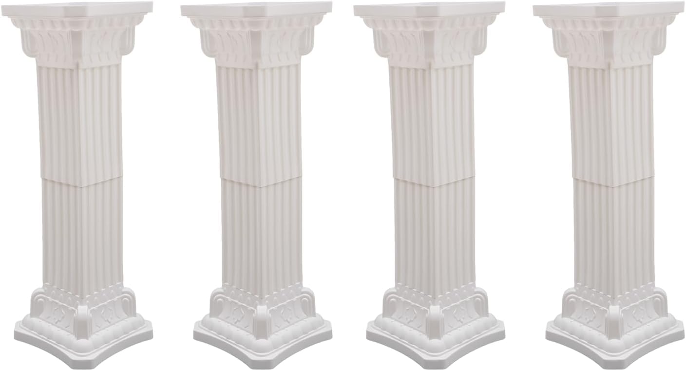 Roman Pillars Decoration Party Flower Pot Columns Set 4Pcs Decor Pedstal Stand 11.8x35.4in Flower Floral Wedding Party Event Road Decorative Columns (11.8x35.4in)