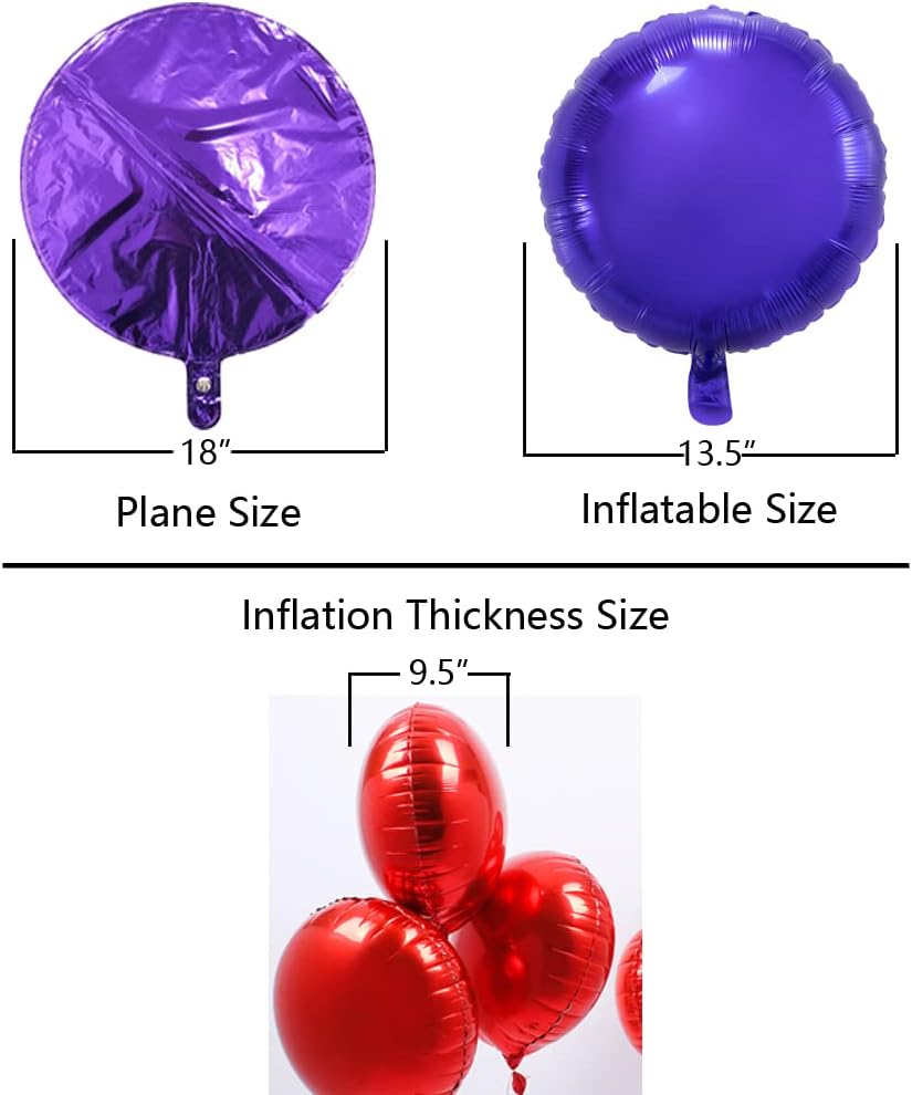 Purple Round Balloon 18 Inches Foil Balloons Mylar Helium Balloons for Birthday Party Wedding Baby Shower Decorations, Pack of 20
