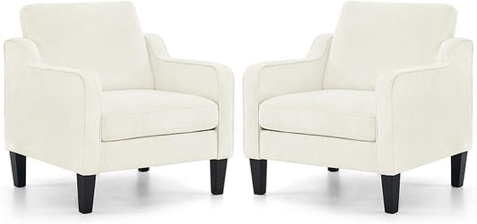 VINGLI Mid Century Modern Accent Chairs Set of 2, Comfy Armchair Chenille Sofa by VINGLI