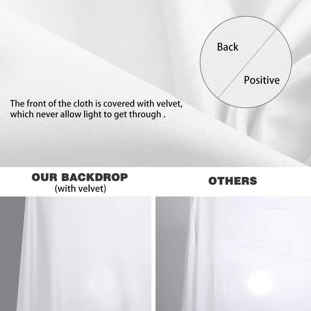 10X20ft White Photo Backdrops for Photography, LCUIRC TWO ROD POCKET White Backdrops Curtain for Parties, Polyester White background with 4 Clamps for Product Protrait Photoshoot or Parties Decoration