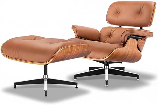 Top Grain Leather, Mid Century Chaise Lounge Chair and Ottoman, Reading Chair by MakeHomeBetter