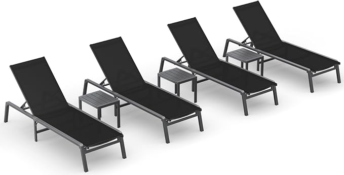 Ciokea Aluminum Foldable Lounge Chairs Set of 4 by CIOKEA