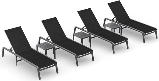 Ciokea Aluminum Foldable Lounge Chairs Set of 4 by CIOKEA