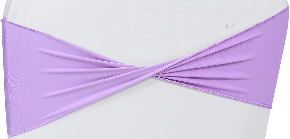 VDS Pack of 75 PCS | Lavender | Spandex Chair Sashes Bows Without Buckle | Stretch Elastic Banquet Universal Folding Chair Band Tie with for Wedding Party Conference Celebration Event Decoration