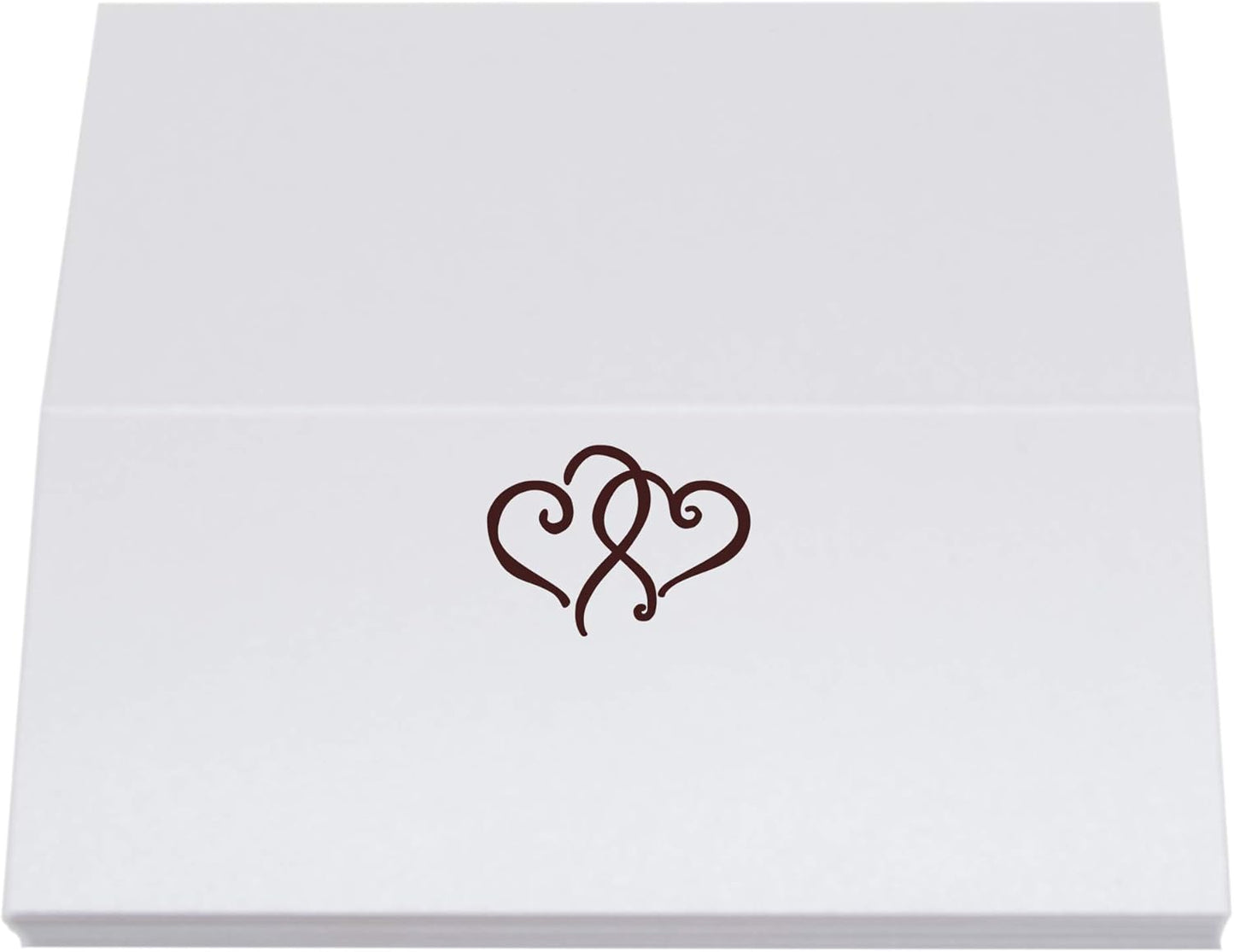 Linked Hearts Place Cards, Chocolate (Choose Color), Set of 60, Pre-cut and Scored - Wedding, Party, Dinner, and Special Events - Made in the USA