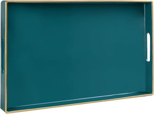 MAONAME Teal Serving Tray with Handles, Modern Decorative Tray by MAONAME