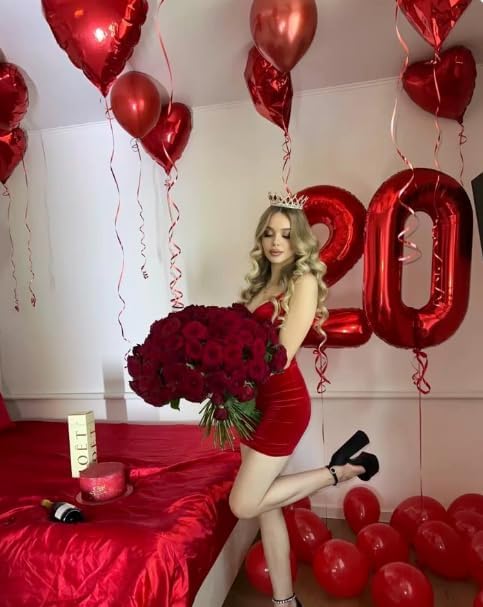 Red 40 Inch 0 Number Balloons, 0 Decorations for 10 20 30 40 50 60 70 80 90 100Birthday, Foil Giant Birthday Graduations Anniversary Party Balloons