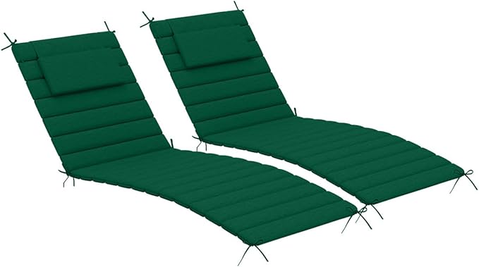 Sundale Outdoor Olefin Quilted Lounge Cushion Set of 2, Patio Foldable Chaise by SundaleOutdoor