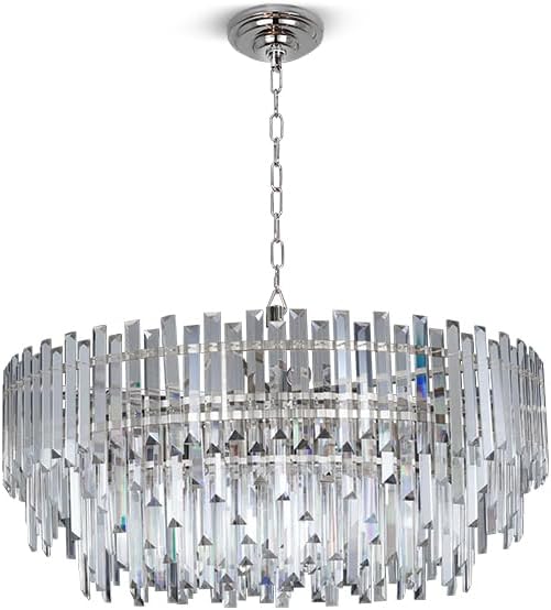 Crystal Chandelier Lighting 31'' for Dining Rooms Bedroom Foyer Entryway Ceiling Hanging Pendant Chandelier Light Fixture Lamp