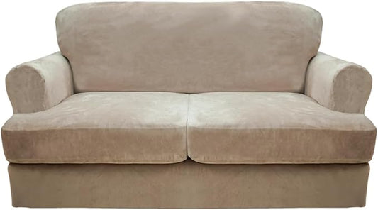 CUCRAF Cushion Sofa Cover 3 Piece Slipcovers, Soft Thick Velvet Couch Cover by CUCRAF