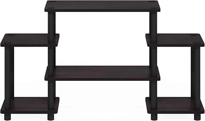 Furinno Turn-N-Tube No Tools Entertainment Center, Square corner, Dark Walnut - Image 6