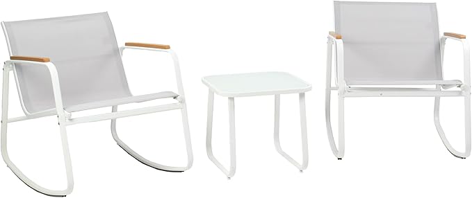 Kozyard 3-Piece Rocking Chair Set, Outdoor Rocking Textilene Bistro Set - Image 8