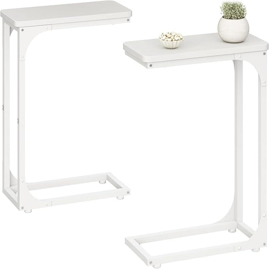 QEEIG Narrow C Shaped Side Table Set of 2 Living Room Sets Slim Couch Tray by QEEIG