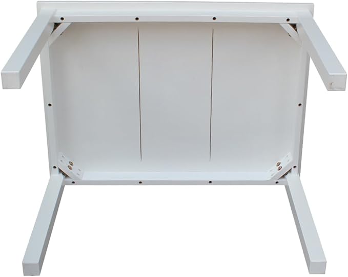HomeStock Asian Aesthetics Table in Linen White, Made from Solid Parawood - Image 4