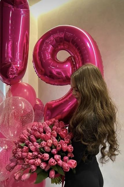 40 Inch Big Hot Pink 29 Balloon Number, Jumbo Giant Happy 29 Birthday Party Decorations, Large Nine Mylar Foil Anniversary Birthday Party Engagement Decorations