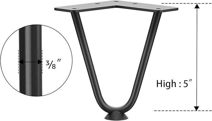 SMARTSTANDARD 5 Inch Heavy Duty Hairpin Furniture Legs, Metal Home DIY Projects - Image 8