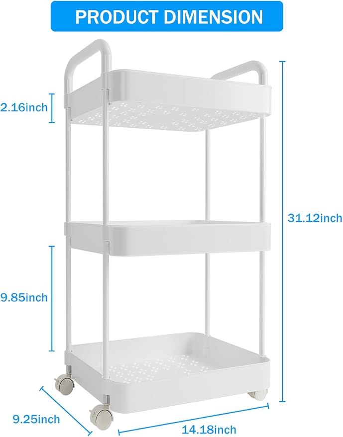 Volnamal Diaper Caddy Organizer, 3-Tier Movable Diaper Cart - Image 7