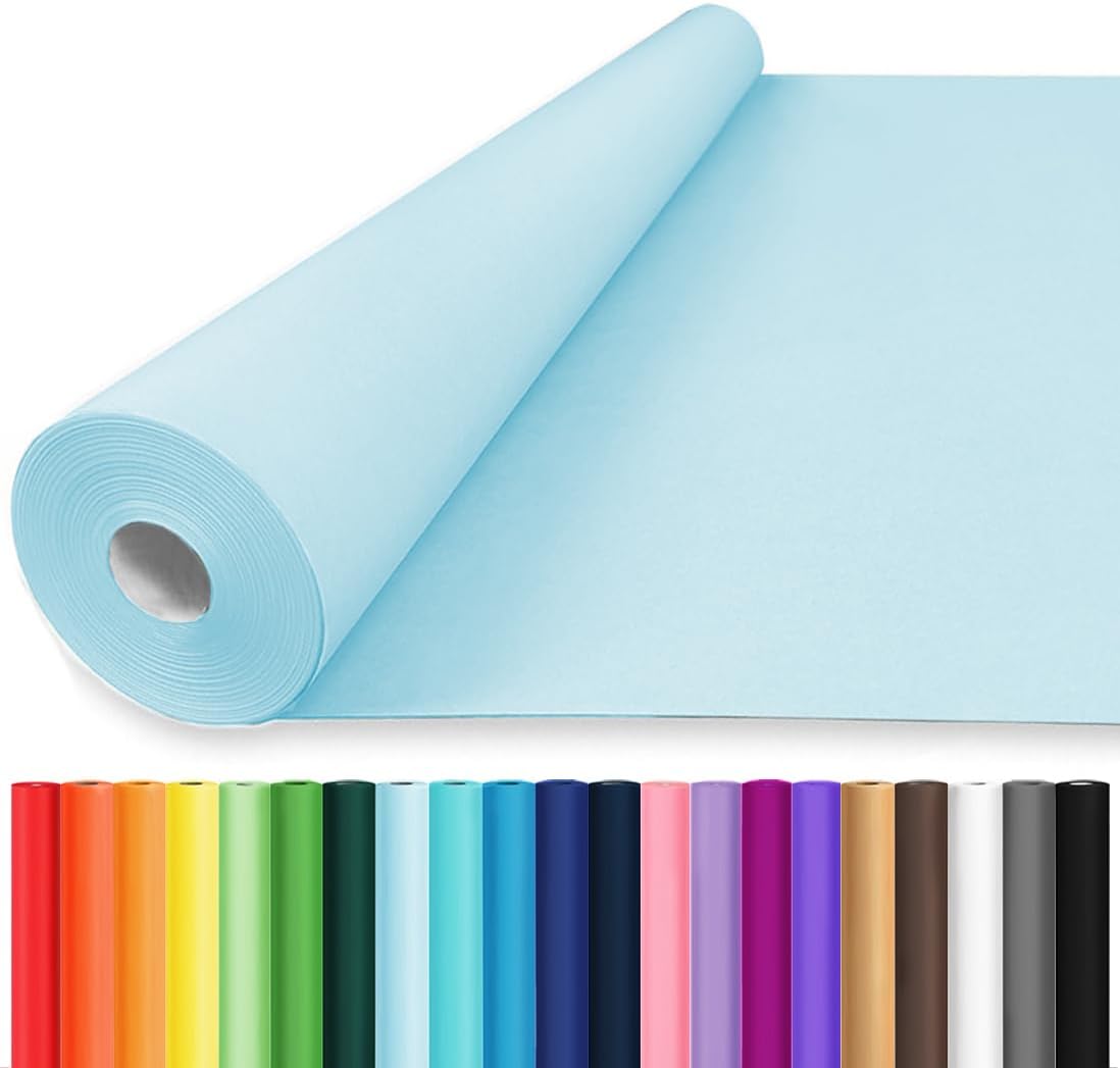 Vanhench 36" x 2400" (200') Sky Blue Wrapping Paper, Solid Color Art Kraft Craft Paper for Birthday Gift Wrapping, Baby Shower, Bouquet Flower Packing Poster Bulletin Board Construction