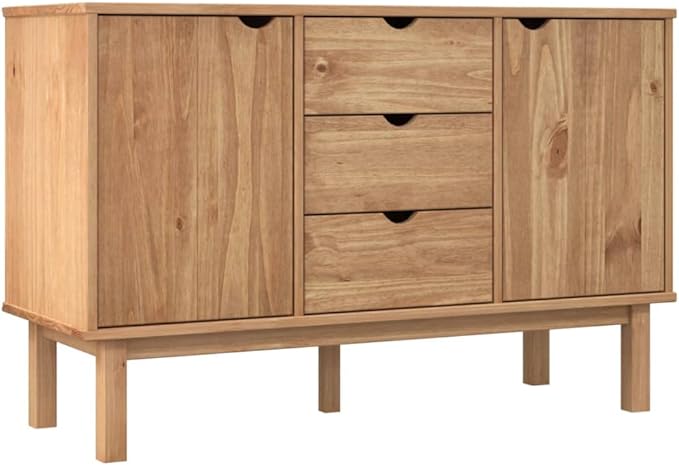 Scandinavian Sideboard with 5 Compartments, 3 Drawers and 2 Solid Wood Doors in - Image 3