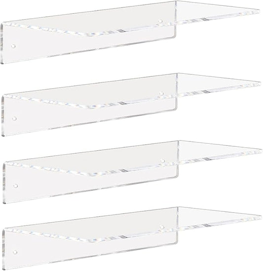 Weiai Clear Acrylic Shelves 12 Inch, Floating Wall Mounted Shelf by Weiai
