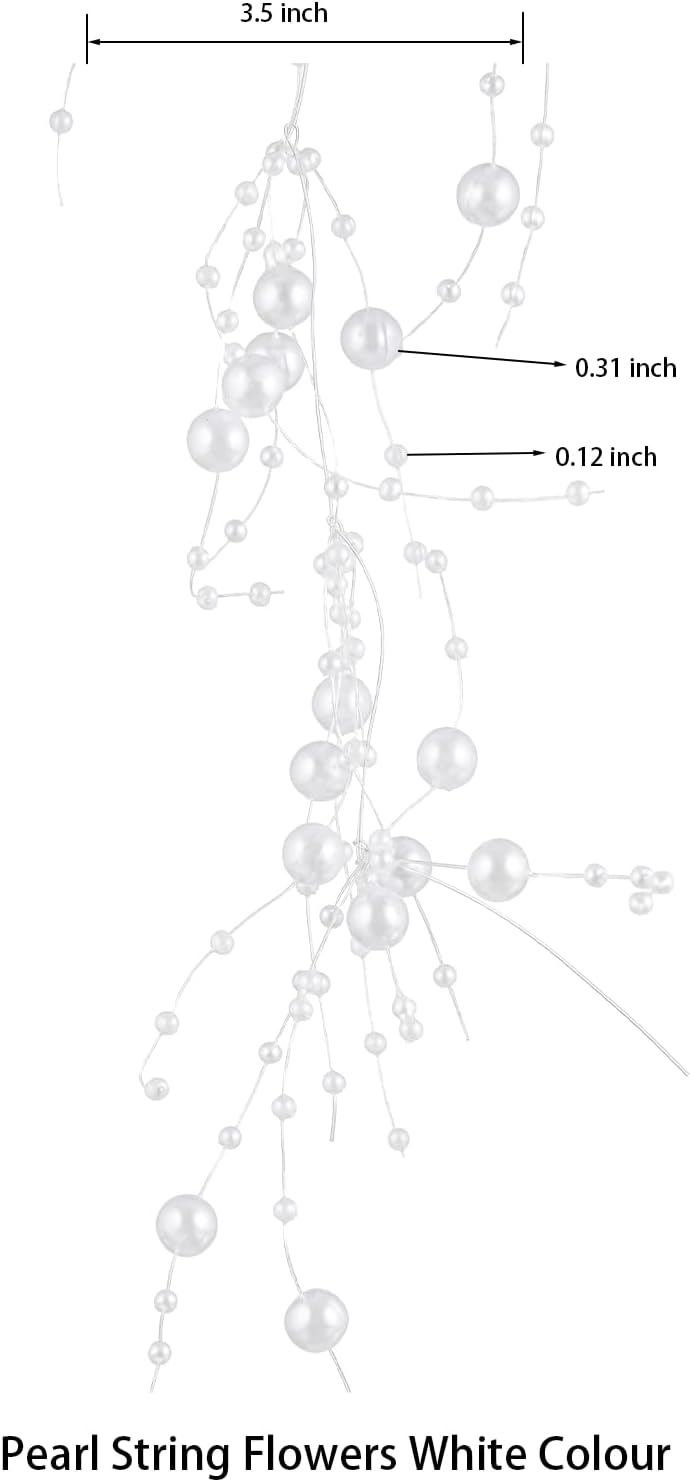 13Feet Pearl String Spool Roll for Floating Candles Faux Pearls Strands Garland for Vase Filler Wedding Centerpiece Christmas Table Decor (White)