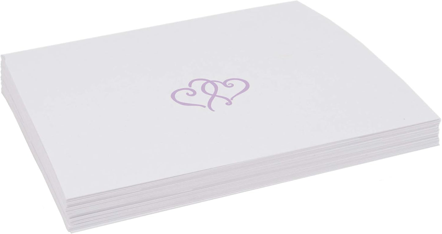 Linked Hearts Place Cards, Lavender (Choose Color), Set of 150, Pre-cut and Scored - Wedding, Party, Dinner, and Special Events - Made in the USA