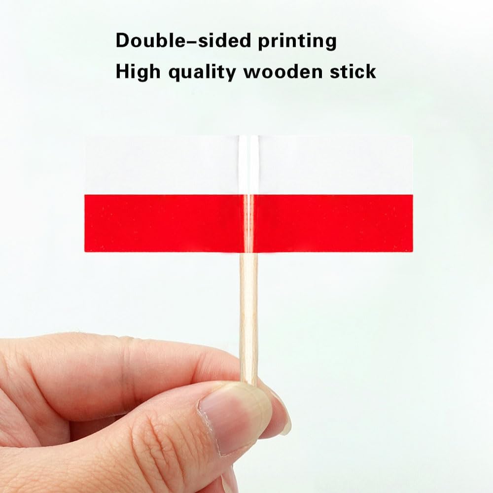 Poland Flag Polish Flag, Small Mini Poland Toothpick Flags for Food, Cupcakes, Cocktails, Appetizers, Bar Party Decorations