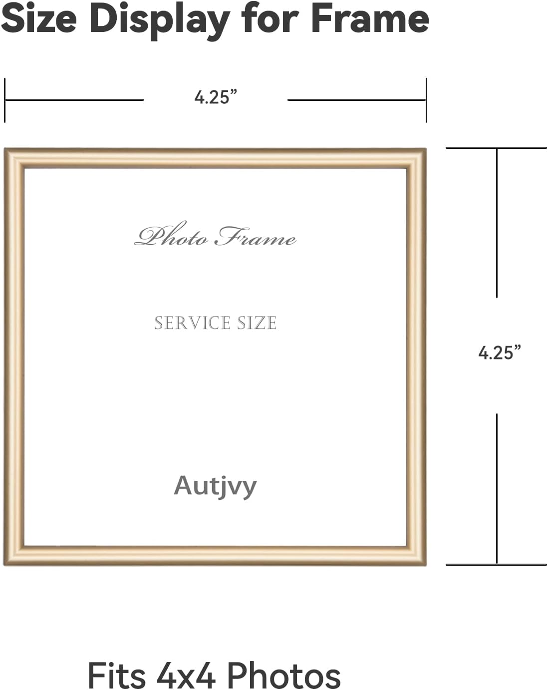 4x4 Picture Frames Gold - Brushed Brass Modern Simple Thin Aluminum Metal Square Photo Frame with HD Real Glass, Display for Tabletop and Wall Collage, 2 Pack