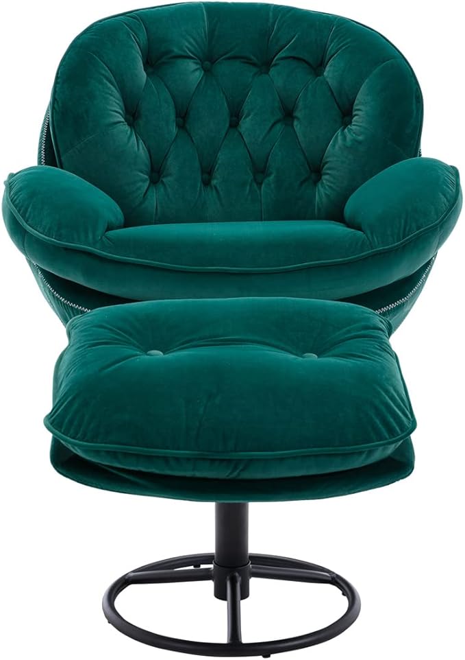 TRIPLE TREE Modern Accent Chair, Mid-Century Lounge Chair and Ottoman Set - Image 7