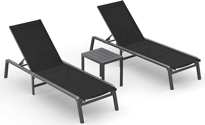 Ciokea Aluminum Foldable Lounge Chairs Set of 2 by CIOKEA