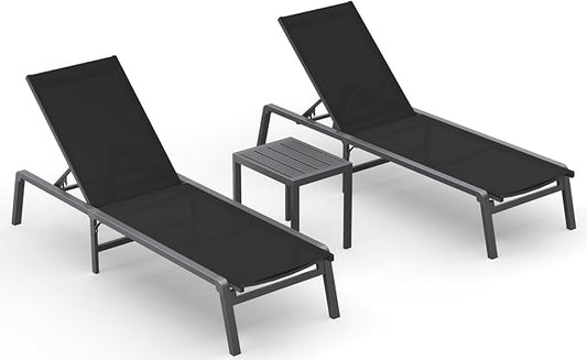 Ciokea Aluminum Foldable Lounge Chairs Set of 2 by CIOKEA