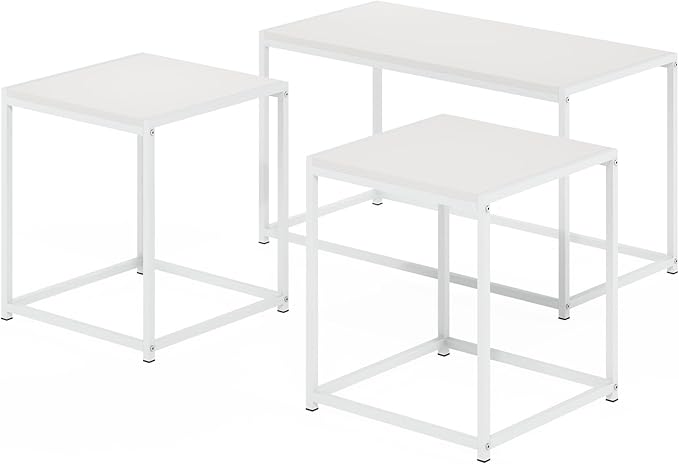 Furinno CAMNUS Coffee Table, Metal Frame Modern Center Table and Side Tables Set - Image 4