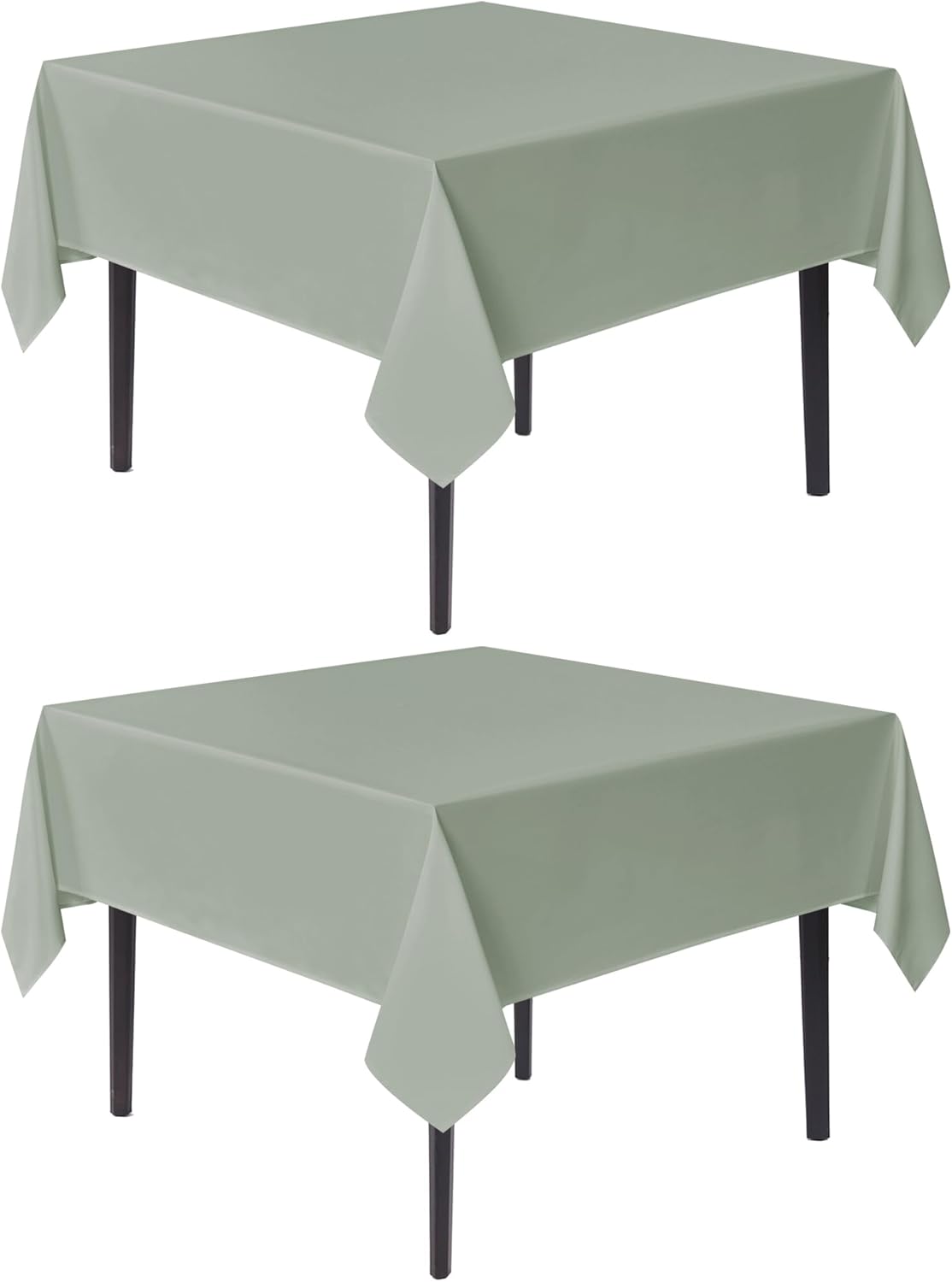 sancua Square Tablecloths 70x70 Inch, 2 Pack - Sage Green Fabric Table Cloth for Square or Round Tables, Washable Polyester Table Cover for Outdoor Party, Birthday, Decorative Display Tables