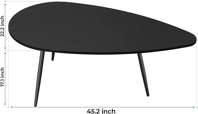 SAYGOER Black Small Coffee Table Modern Oval Coffee Tables Retro Center Table - Image 3