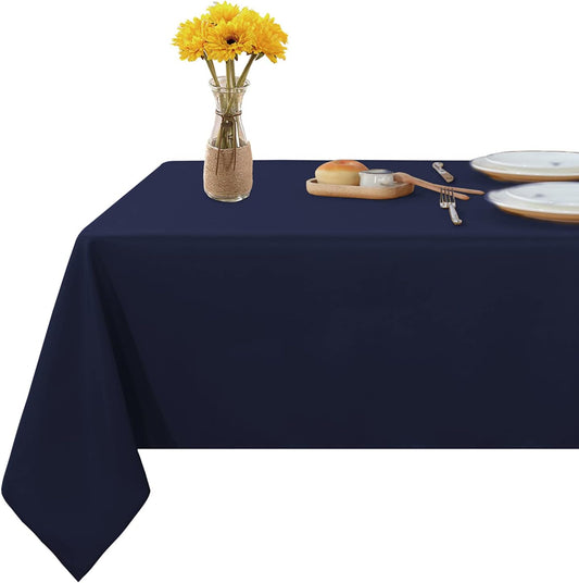 Fitable Rectangle Tablecloth Stain and Wrinkle Resistant Washable Polyester Table Cloth for Buffet Parties and Camping (60x102 inch, Navy Blue)