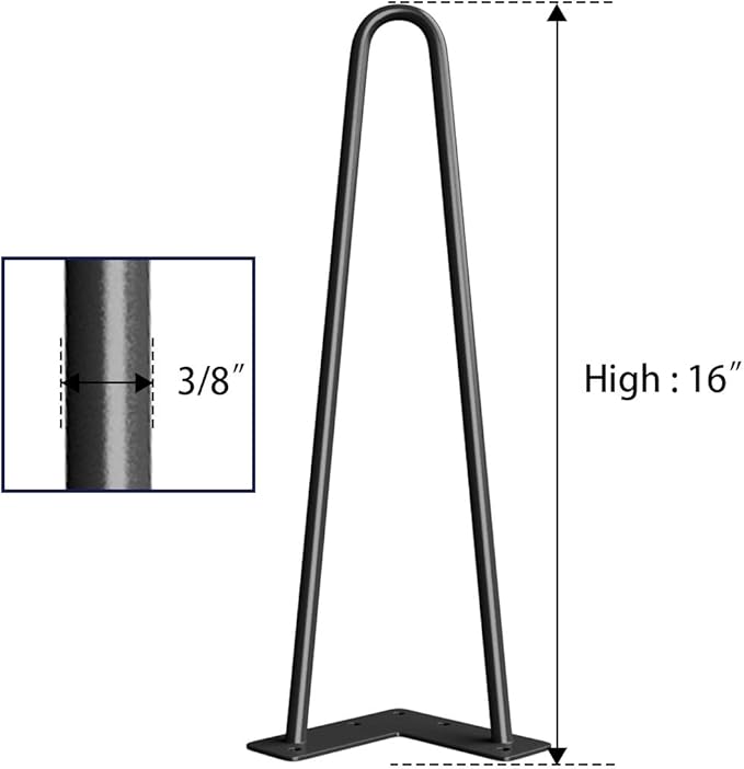 SMARTSTANDARD 16" Hairpin Furniture Legs, Metal Home DIY Projects - Image 9