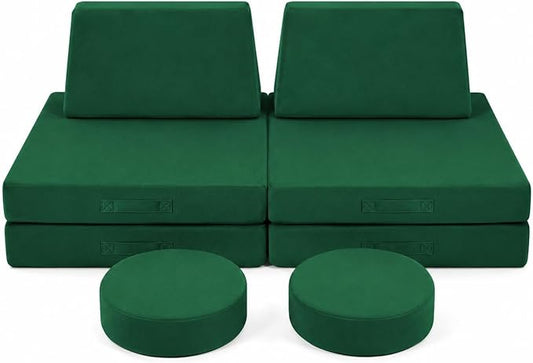 MeMoreCool Kids Play Couch, 8-Piece Modular Foam Sofa Fort Builder Set in by MeMoreCool