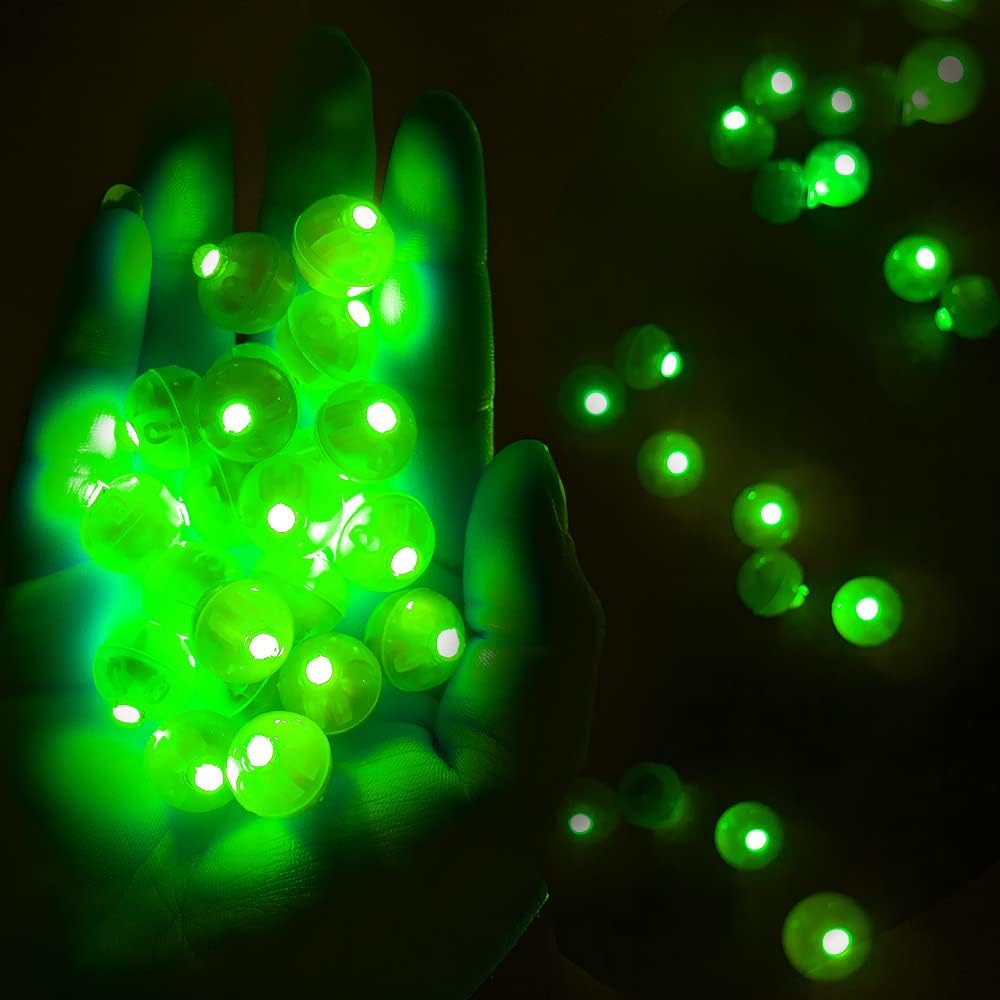 100psc LED Green Balloon Lights, Round LED Mini Lights for Paper Lantern Balloon Birthday Party Event Indoor Outdoor Wedding Decoration Halloween Christmas Supplies