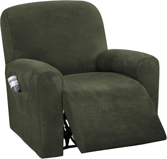 H.VERSAILTEX Velvet Stretch Recliner Couch Covers 4-Pieces Style Recliner Chair by HVERSAILTEX