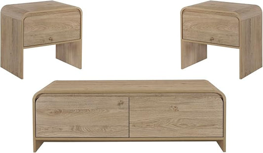 New Classic Furniture Mara 3-Piece Wood Coffee Table & 2 End Tables Set by NewClassicFurniture