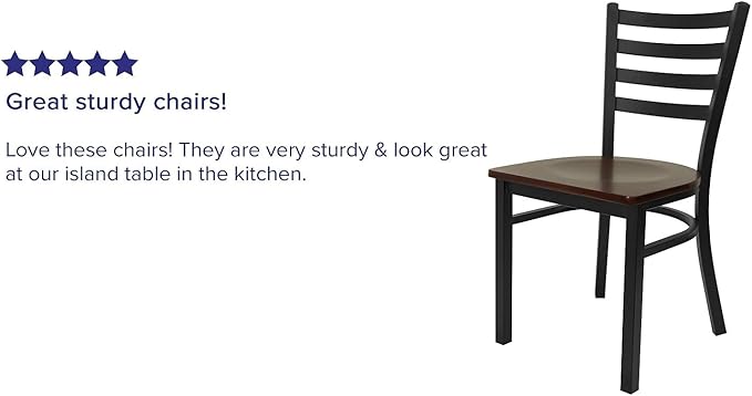 Flash Furniture 2 Pack HERCULES Series Black Ladder Back Metal Restaurant Chair - Image 6