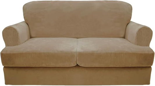 CUCRAF T Cushion Sofa Cover 3 Piece Loveseat Slipcovers, Soft Thick Velvet by CUCRAF